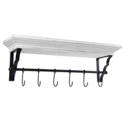 MENSOLA APPENDINO COLORE BIANCO CON 6 GANCI NERI 80 X 20 X 25 CM
