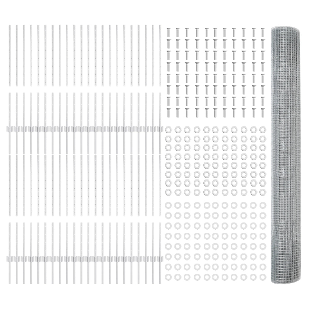 Recinzione in Filo Saldato con 88 Post in Alluminio Silver 1x100 m Acciaio