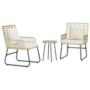 Set da Pranzo per Giardino 3 pz | Set Salotto da Giardino Marrone e Crema polyrattan