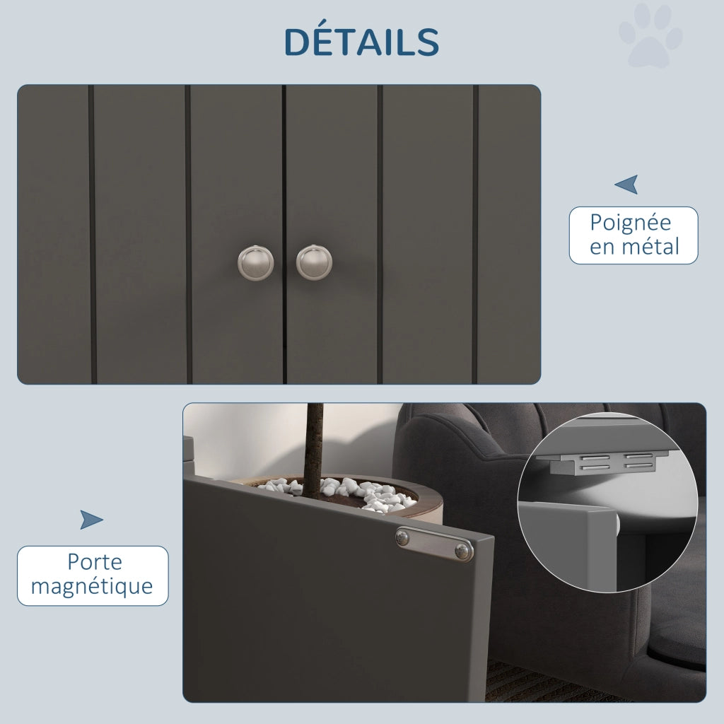 Ciotola per Cani e Gatti Sollevata ¨C zephmum ¨C Grigio Acciaio Inox 60x30x35,5 cm