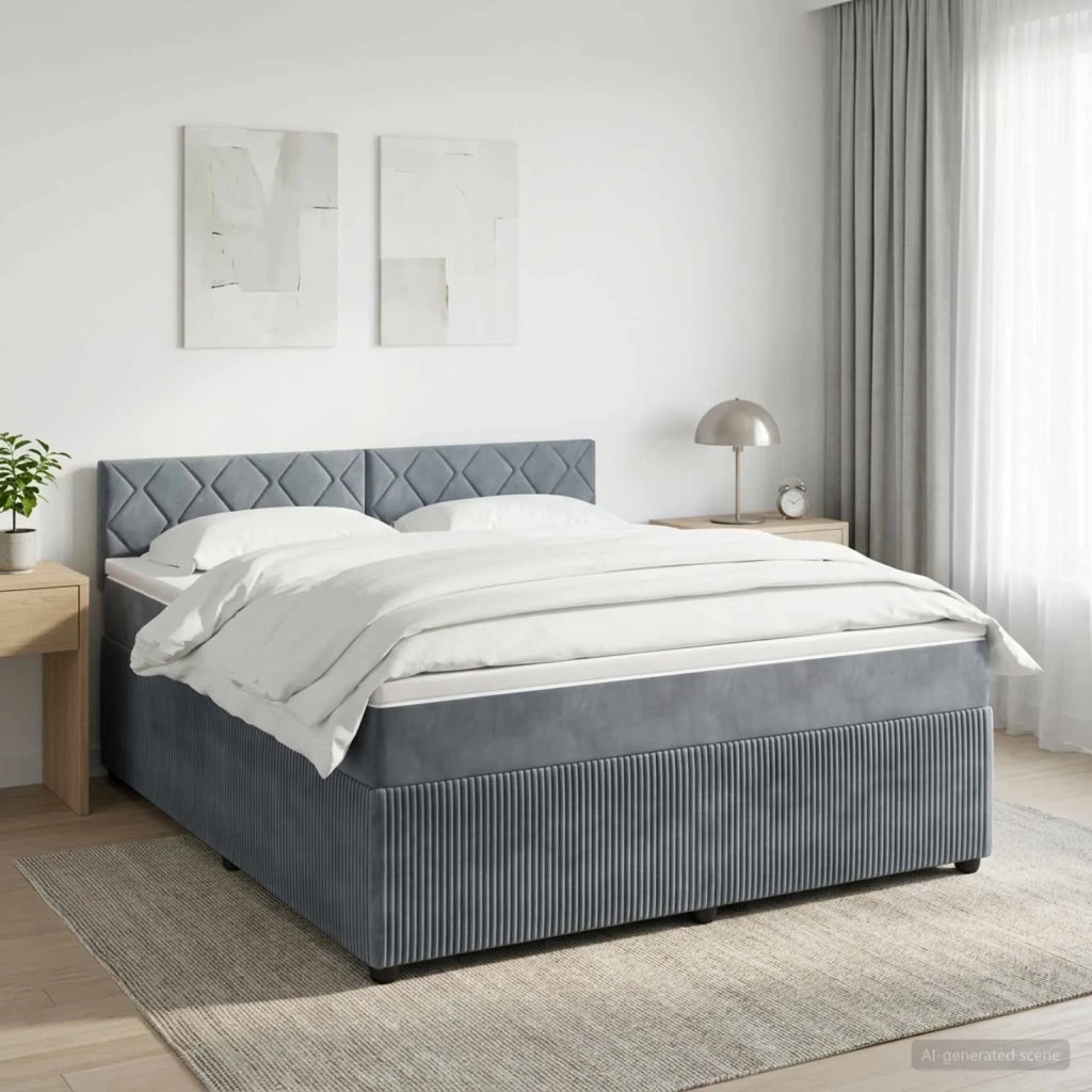 Letto box spring con materasso Grigio Scuro 140 x 190 cm 3451680