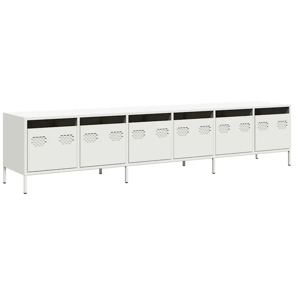 Mobile TV Bianco 202x39x43,5 cm in Acciaio Laminato a Freddo 3307154