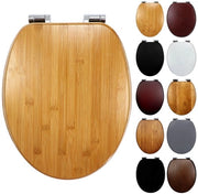 Braccio per wc in bambù con chiusura soft, piastra in bambù spessa, spessore 18 mm, braccio per wc di alta qualità, stabile e senza oscillazione, copertura per wc standard a forma di O