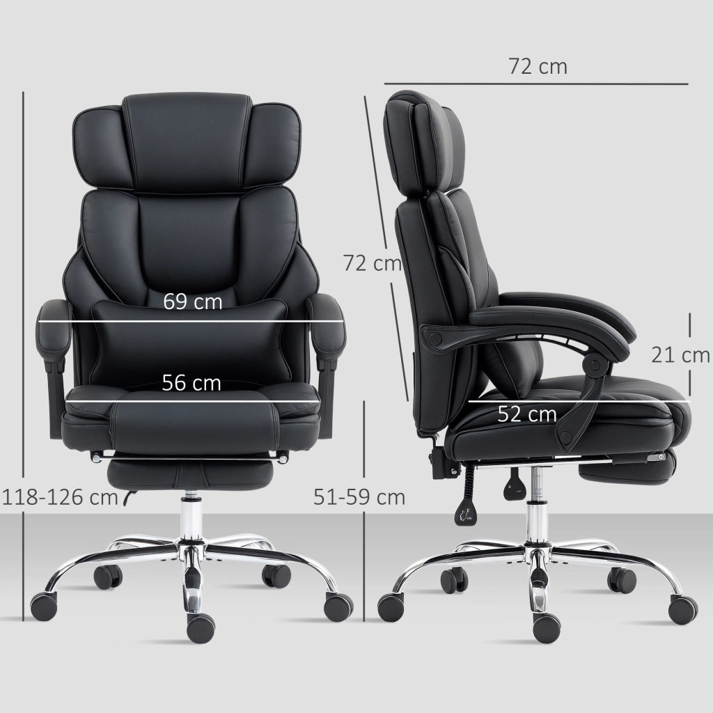 Sedia da Ufficio Ergonomica Regolabile in Altezza con Schienale e Braccioli ¨C Zephmum ¨C Nero in Pelle