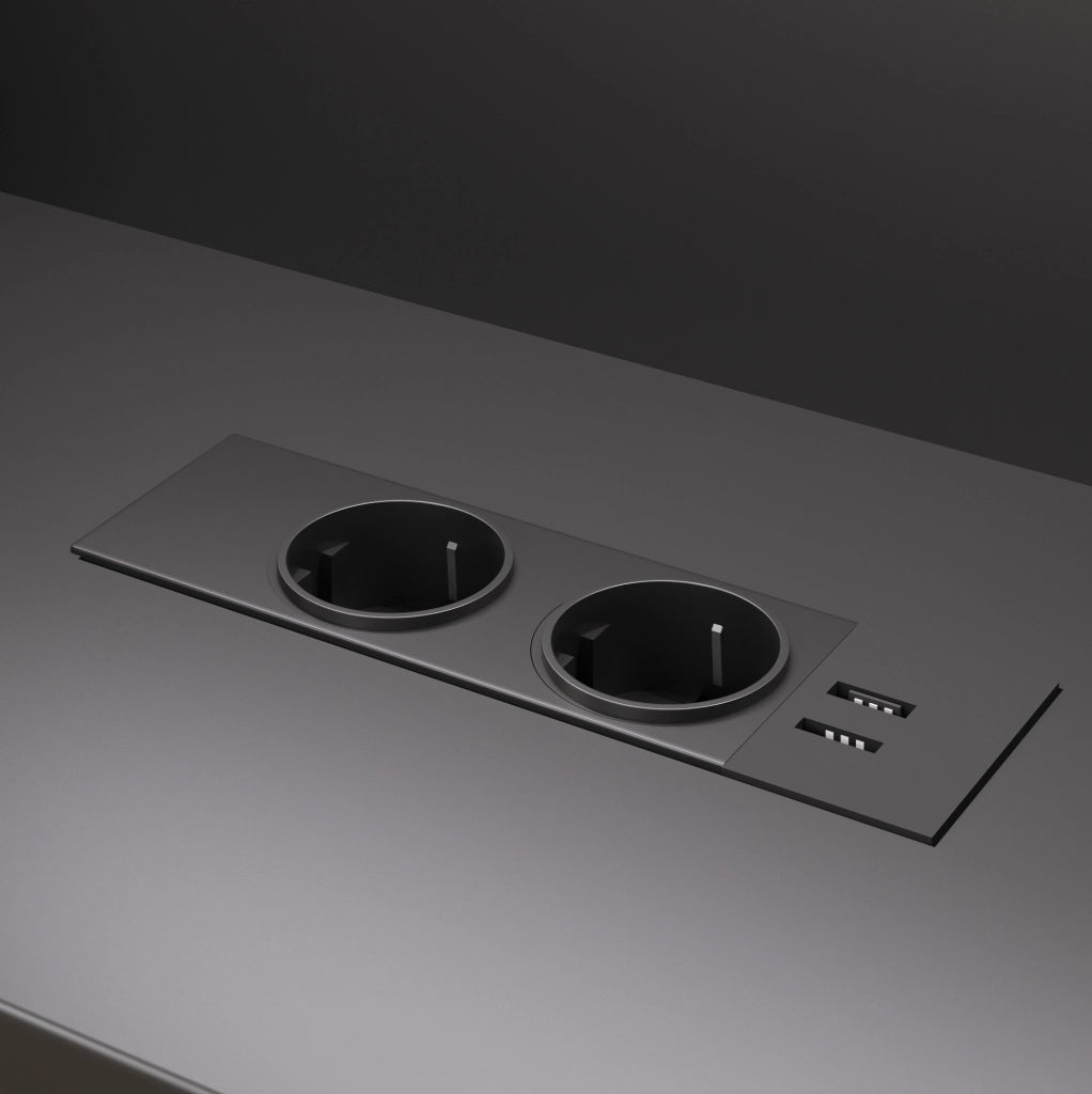Letto matrimoniale 180x200 cm con LED, USB e cassetti nero