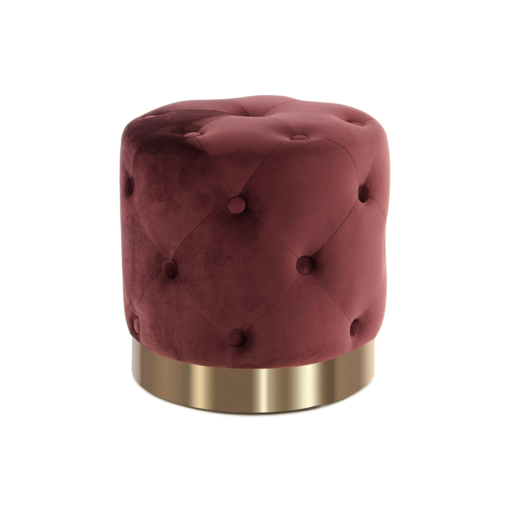 Pouf contenitore Piano in velluto bordeaux e oro