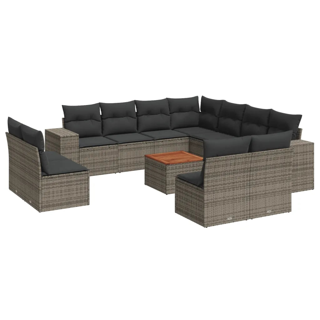 Set Divani da Giardino 12 pz con Cuscini Grigio in Polyrattan 3225507