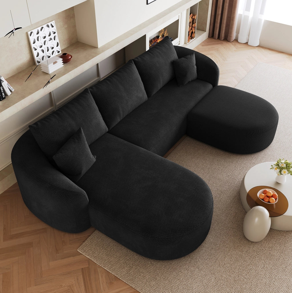 Divano angolare modulare in tessuto nero 266 × 168 × 85 cm