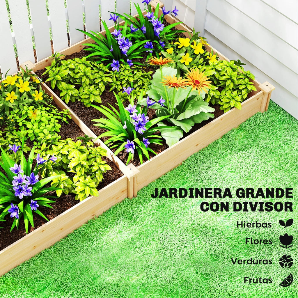 Letto da Giardino Elevato in Legno ¨C Minimal ¨C 235x121x26 cm Natural