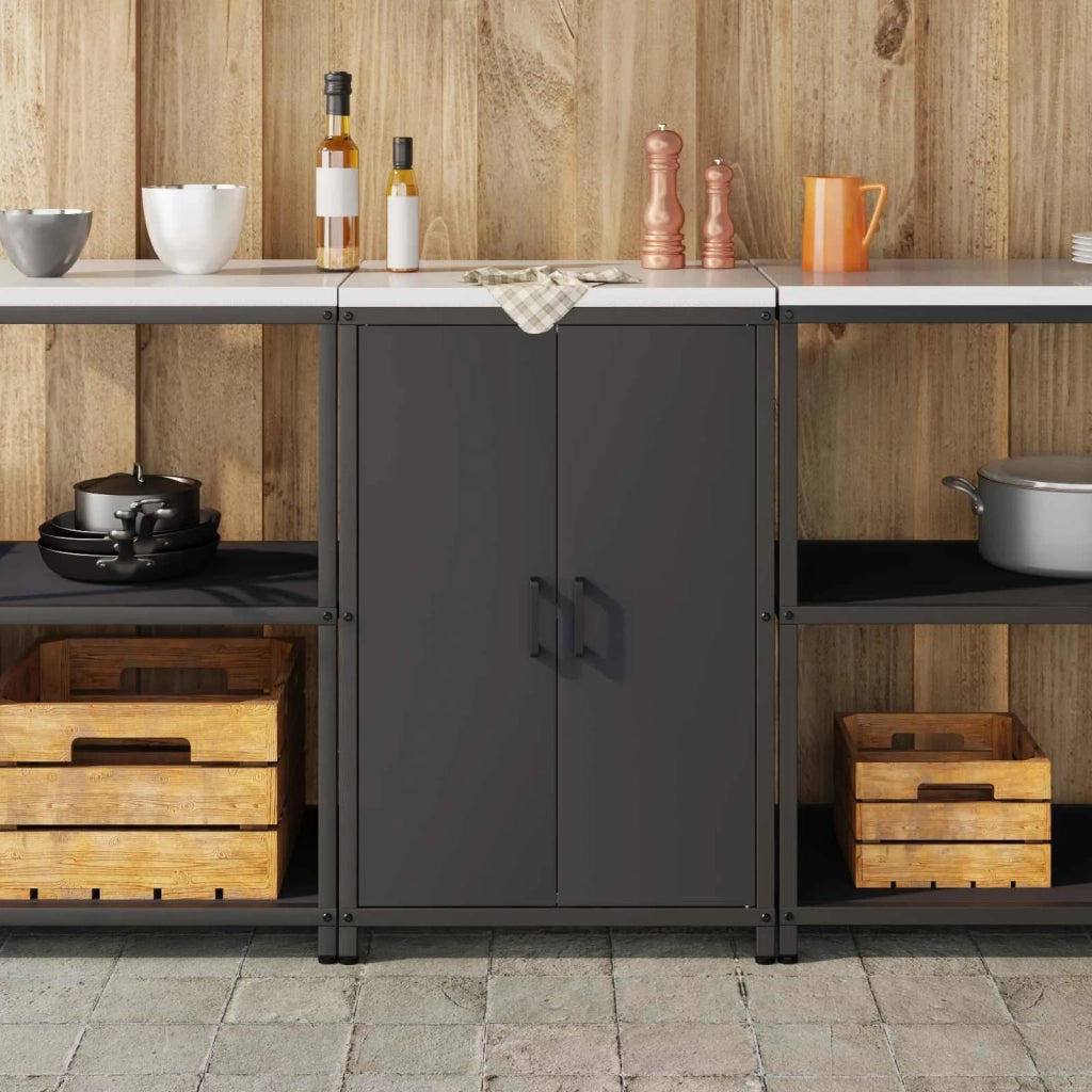 Stoccaggio in cucina con porta Nero 60 x 50 x 92 cm Acciaio 874989