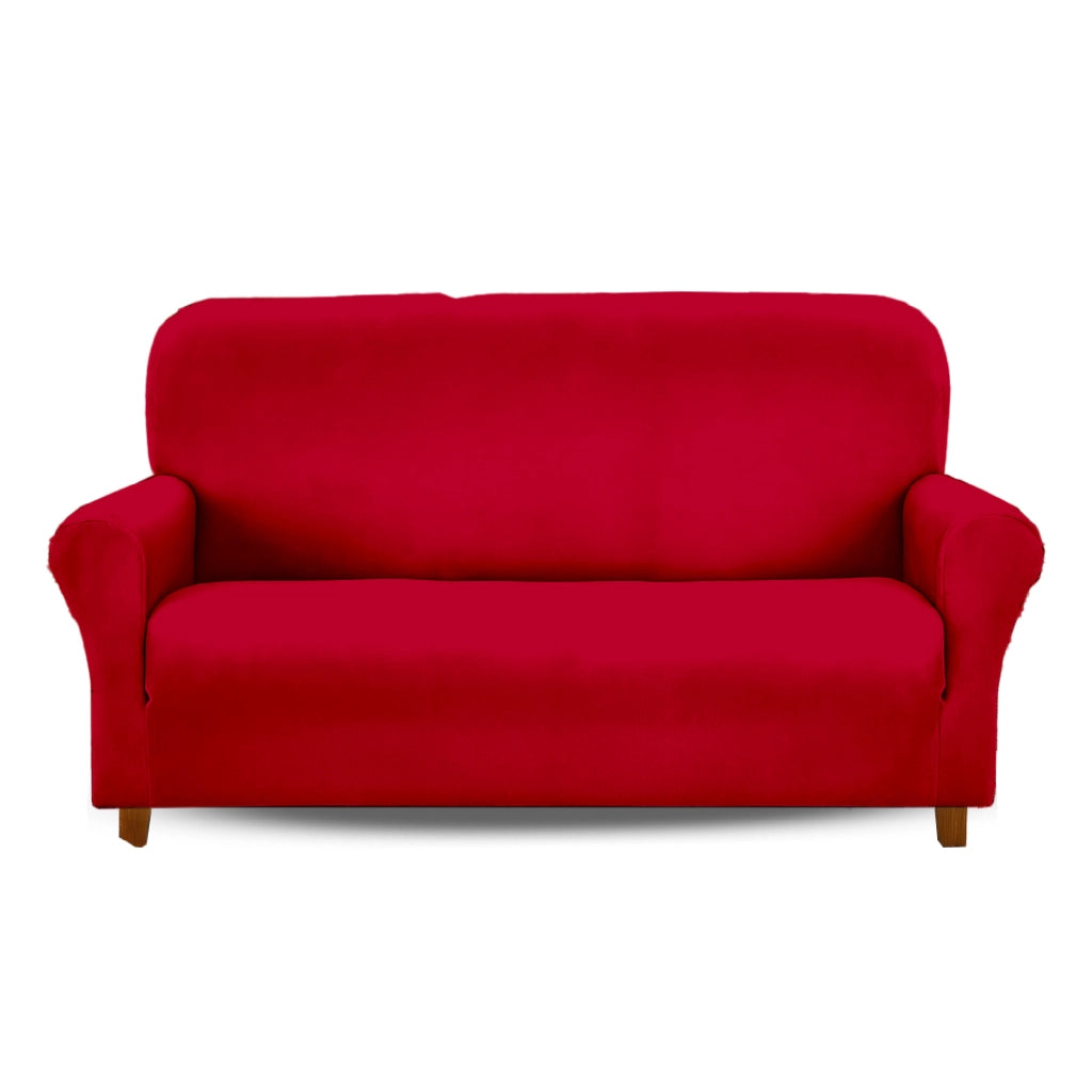 Copridivano In Velluto Elegante Impermeabile Tessuto Elasticizzato Antimacchia Copripoltrona Salva Divano Due Tre Posti Cover Sofà Universale Certificato Oekotex Antigraffio Animali  Bordeaux - Divano 3 posti