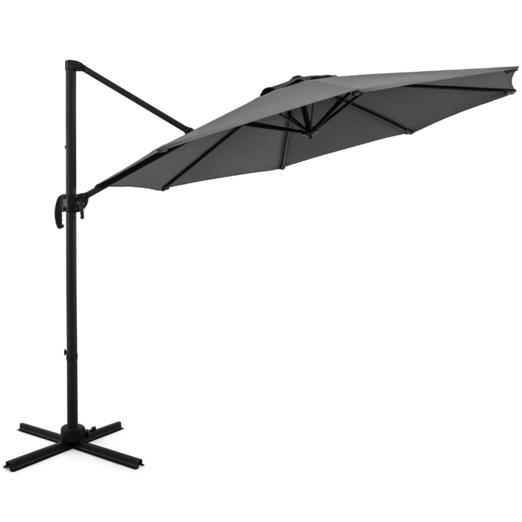 Ombrellone a braccio tondo 308 x 248 cm con inclinazione regolabile e rotazione a 360° design da esterno in poliestere grigio 20_0013003