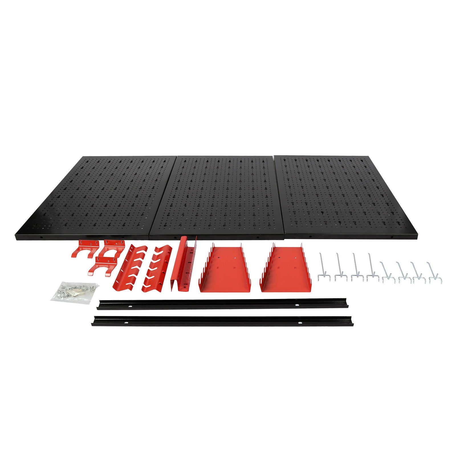 Parete portattrezzi da officina 120x60cm 3 pannelli forati 17 ganci varie dimensioni