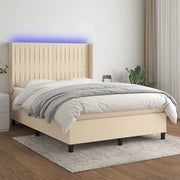 Letto a Molle con Materasso e LED Crema 140x190 cm in Tessutocod mxl 75337