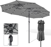 Parasole con 3 tende Grigio e LED – Ideale per ampi spazi all'aperto