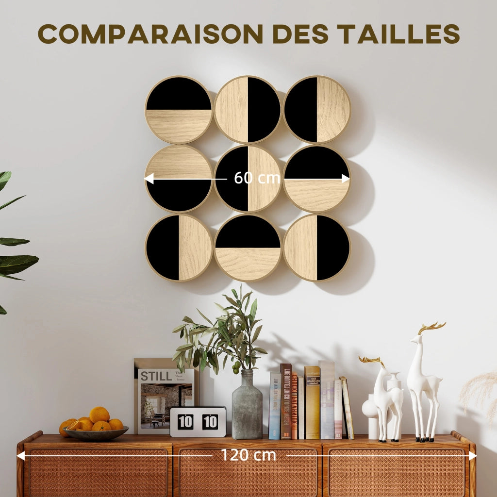 Decorazione murale metallo dischi design ¨C zephmum ¨C naturale nero 60x60 cm