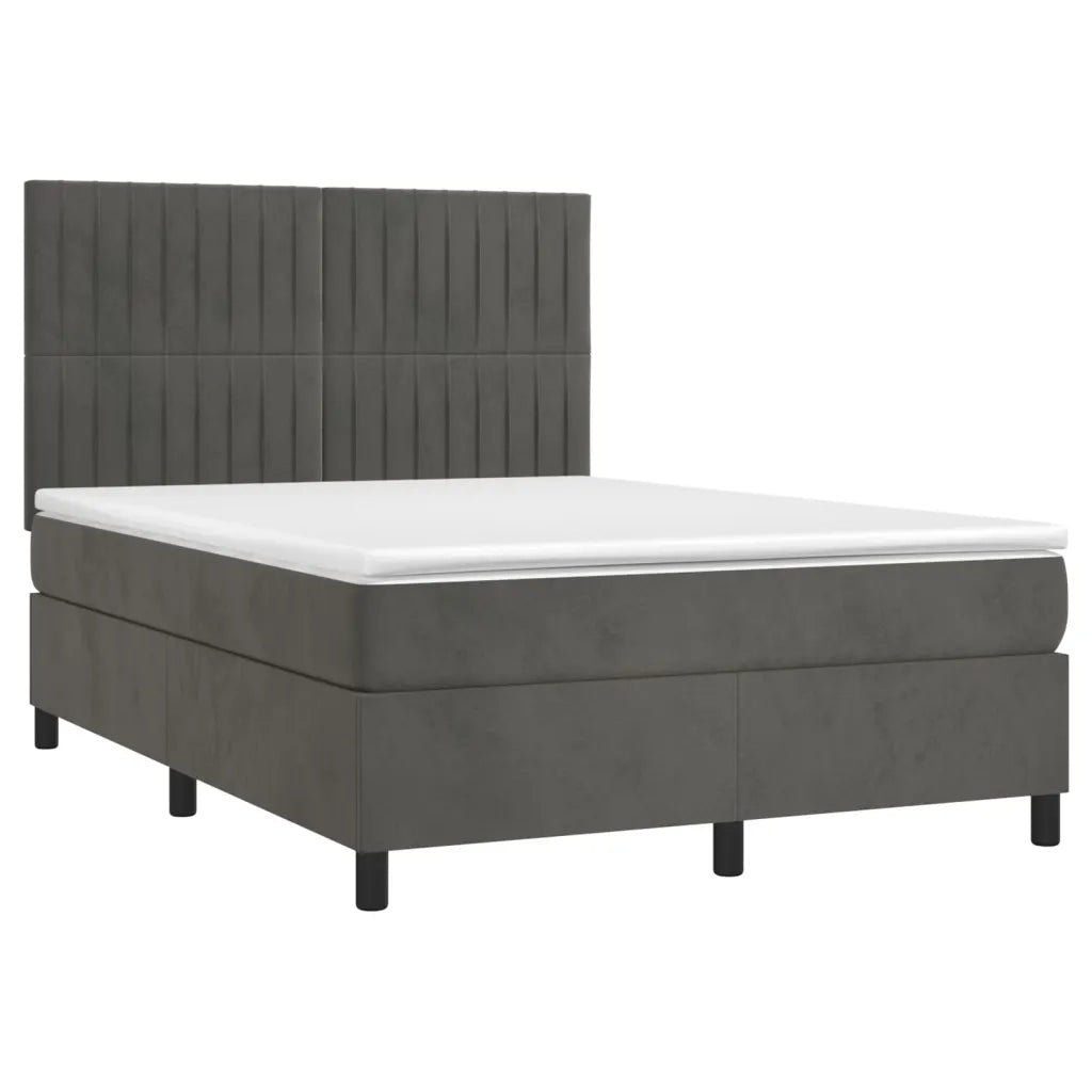 Giroletto a Molle con Materasso Grigio Scuro 140x190 cm Velluto 3143140