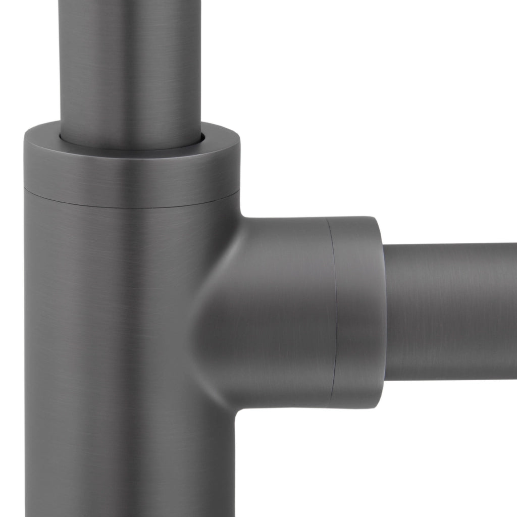 Sifone di scarico con canna tonda in acciaio e ottone gun metal | Corinto