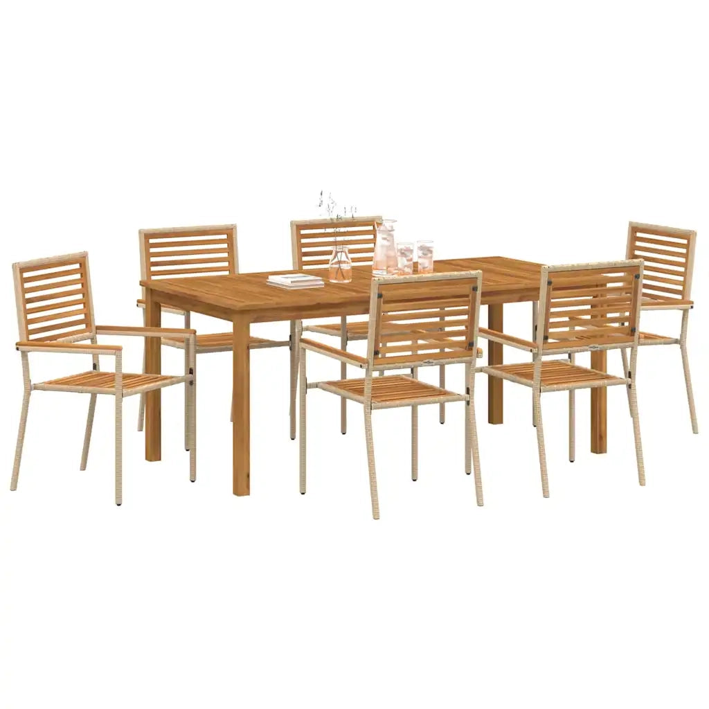 Set da Pranzo per Giardino 7 pcs Beige Legno di Acacia Massello 3365543