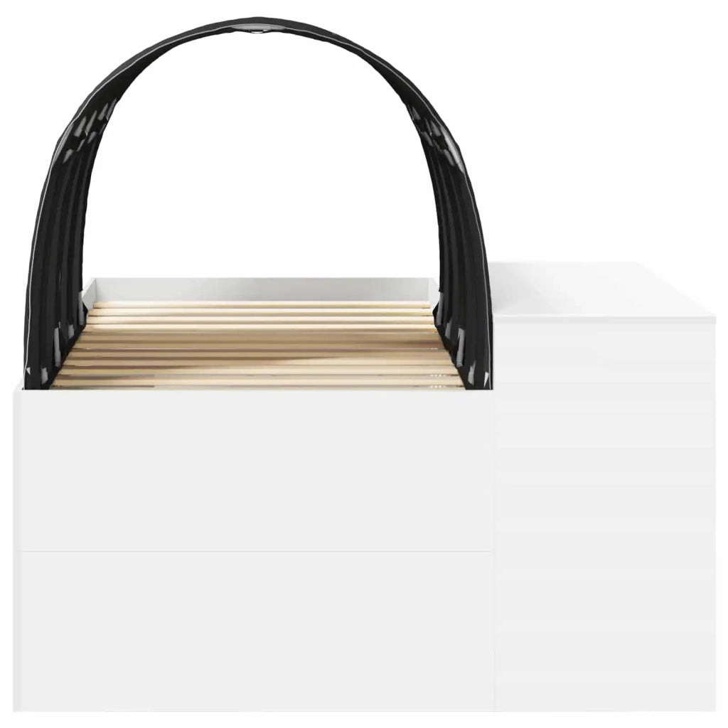 Letto alto per bambini con scrivania Bianco e Nero