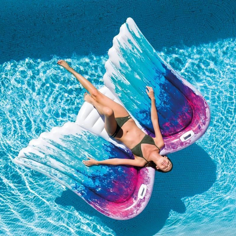 Intex 58786EU Materassino Gonfiabile Angel Ali d'Angelo 216x155x20 cm 2 Maniglie Vinile Portata 100 Kg colore Multicolore