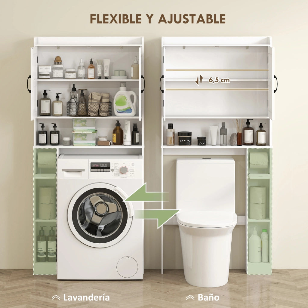 Mobiletto Sospeso per Bagno con 2 Ante e Ripiano Regolabile ¨C Zephmum ¨C Bianco 60x30x30