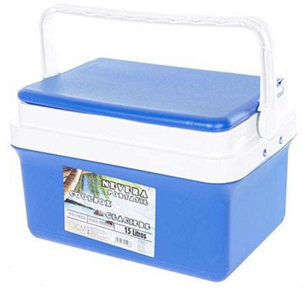 Trade Shop - Frigo Borsa Termica Frigorifero Portatile Con Coperchio Piatto Da 15 Lt Con Maniglia - Blu
