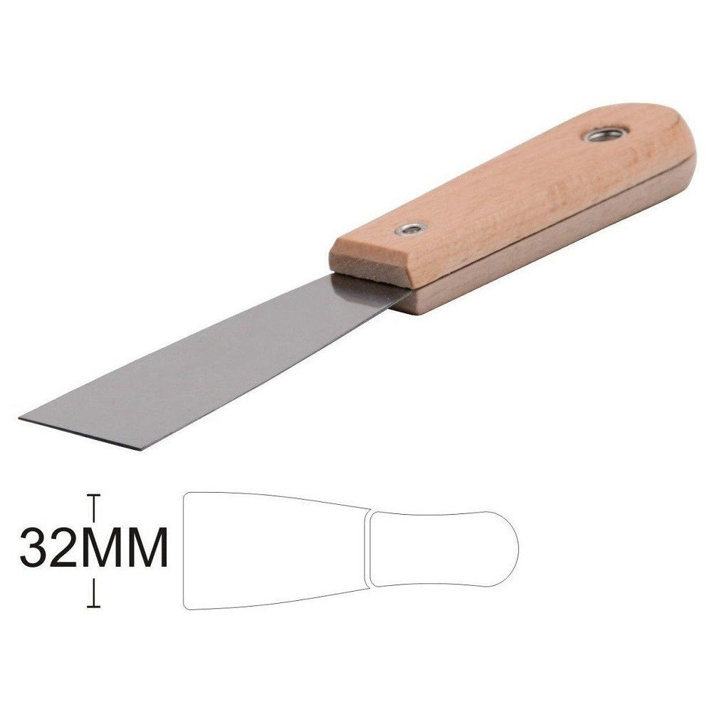 Trade Shop - Spatola Per Pareti In Acciaio 32mm Ferramenta Con Maniglia In Legno 1.5" 90425 -