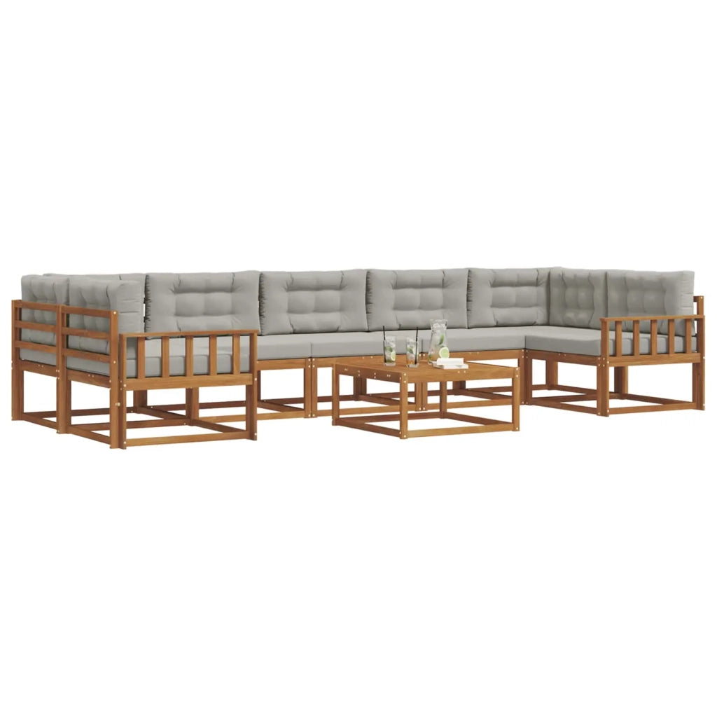 Set di divani da esterno 8 pcs Grigio Naturale e Chiaro 3367329