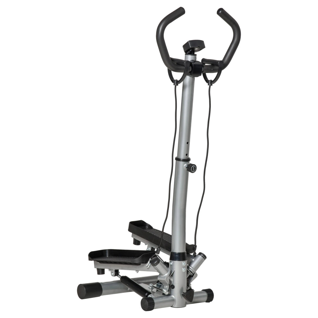 EasyComfort Stepper con Manubrio Regolabile, Monitor LCD ed Elastici, 55x53x118-128cm, Nero