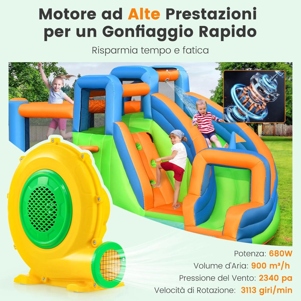 Ventilatore di Aria del Castello Gonfiabile, Soffiatore per Giochi Gonfiabili con Cavo di Alimentazione, per Castello Gonfiabile, Scivolo Acquatico e Giochi Gonfiabili (680W+Modello 1)