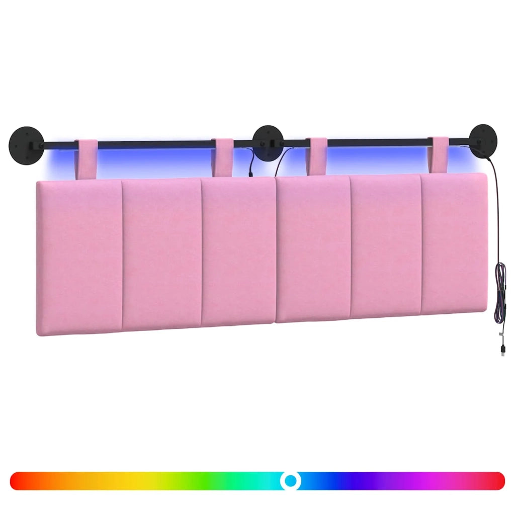 Testiera sospesa Con luce LED Rosa Tessuto