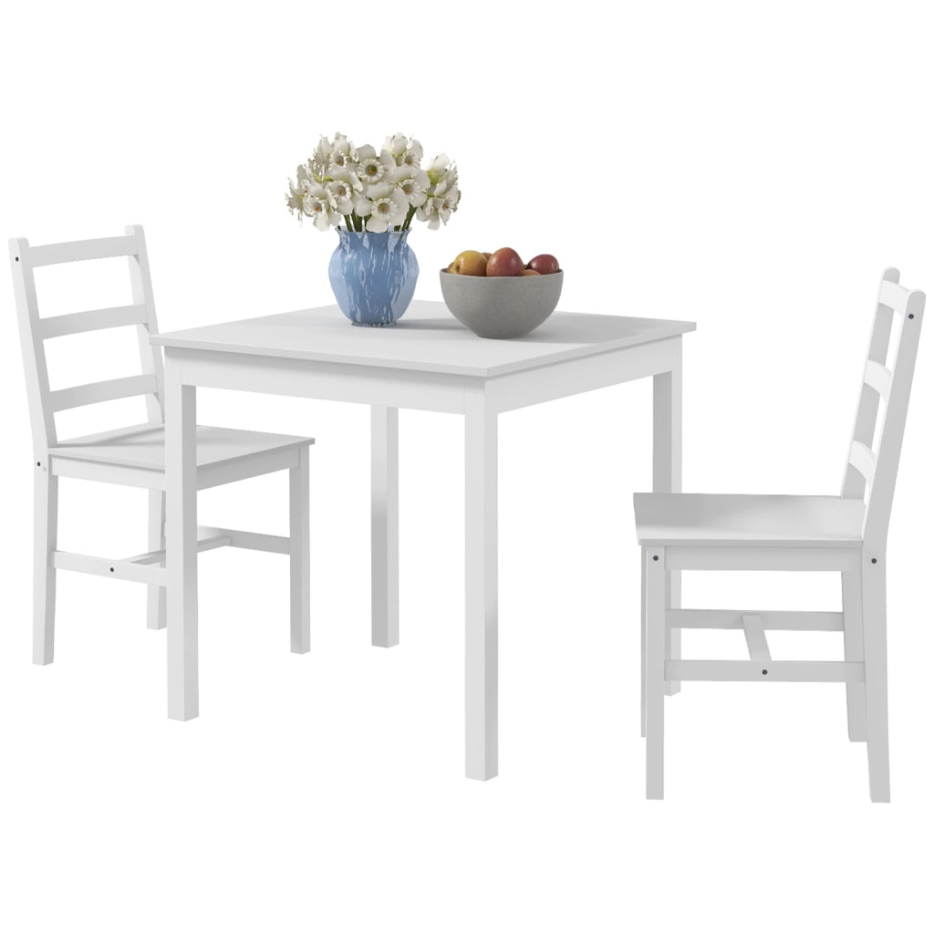 Set Tavolo da Pranzo con 2 Sedie ¨C Xylo ¨C Legno Massello Bianco