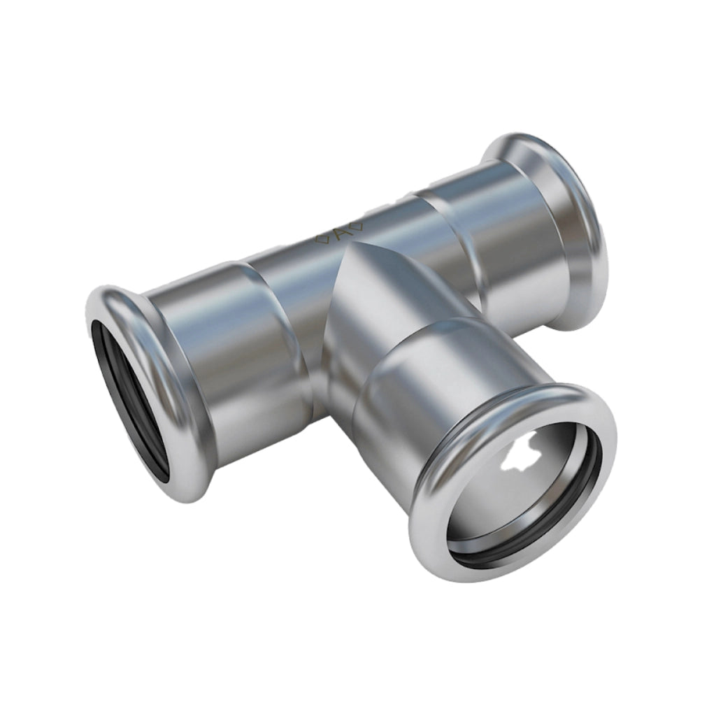 RACCORDO A T A PRESSARE INTERMEDIO IN ACCIAIO INOX SERIE PRESS INOX 316L - Ø28  - CEX