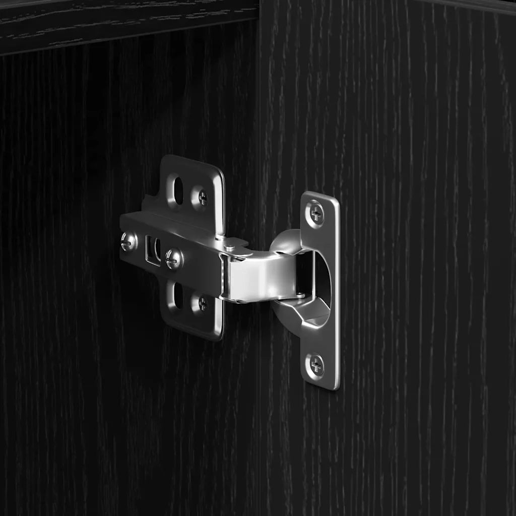 Credenza | Madia | Buffet da pranzo | Armadio da pranzo Rovere Nero 90 x 34 x 80 cm Legno multistrato