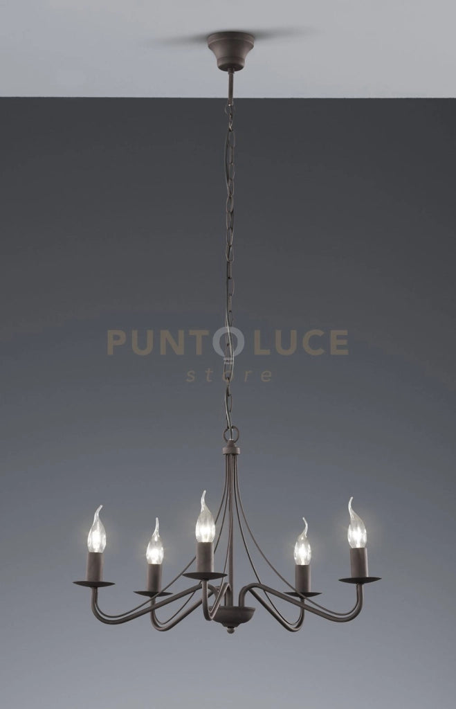 COUNTRY LAMPADARIO 5 LUCI ATTACCO E14 COLORE RUGGINE D.55CM