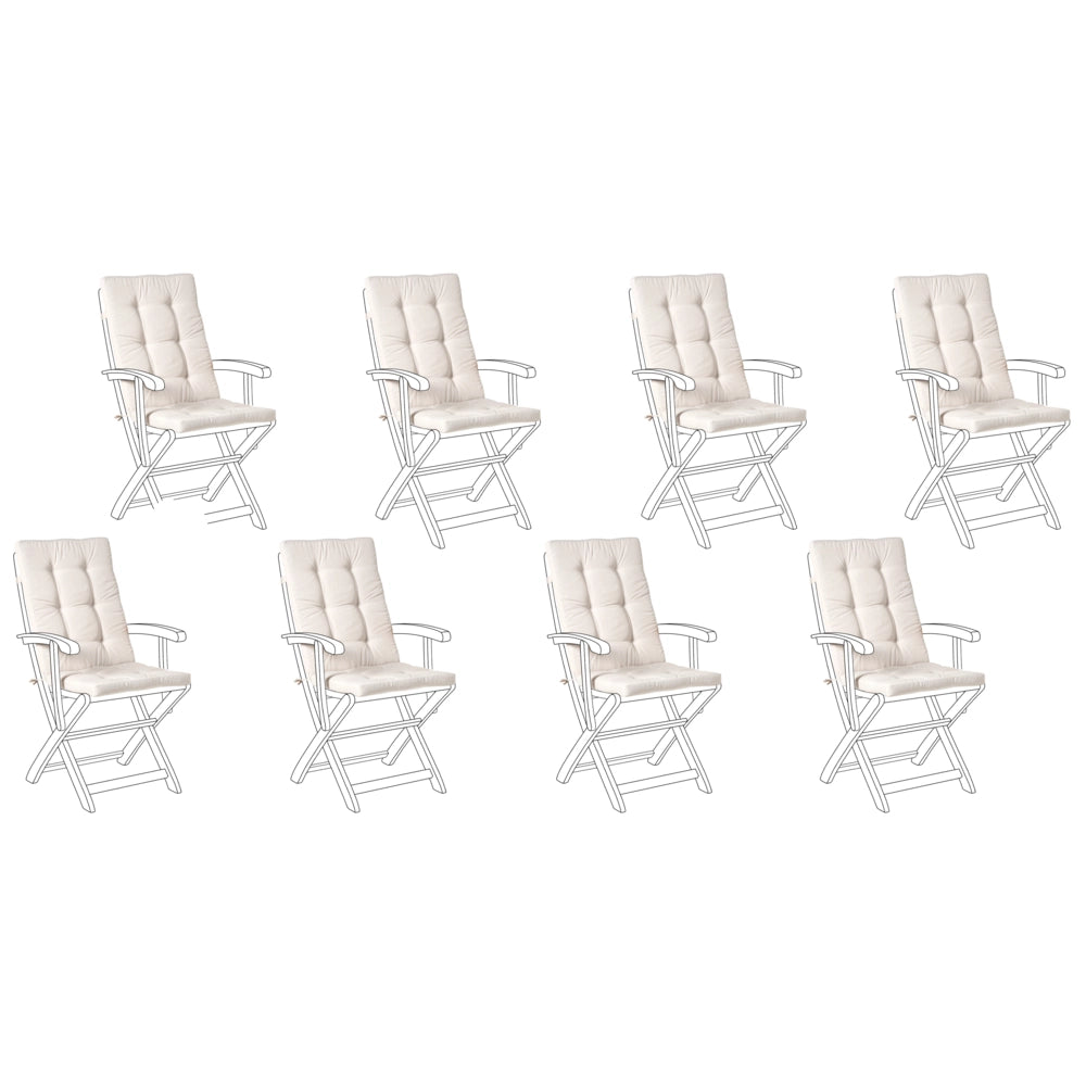 Set di 8 cuscini per sedile/schienale per sedie da esterno con lacci beige chiaro giardino esterno