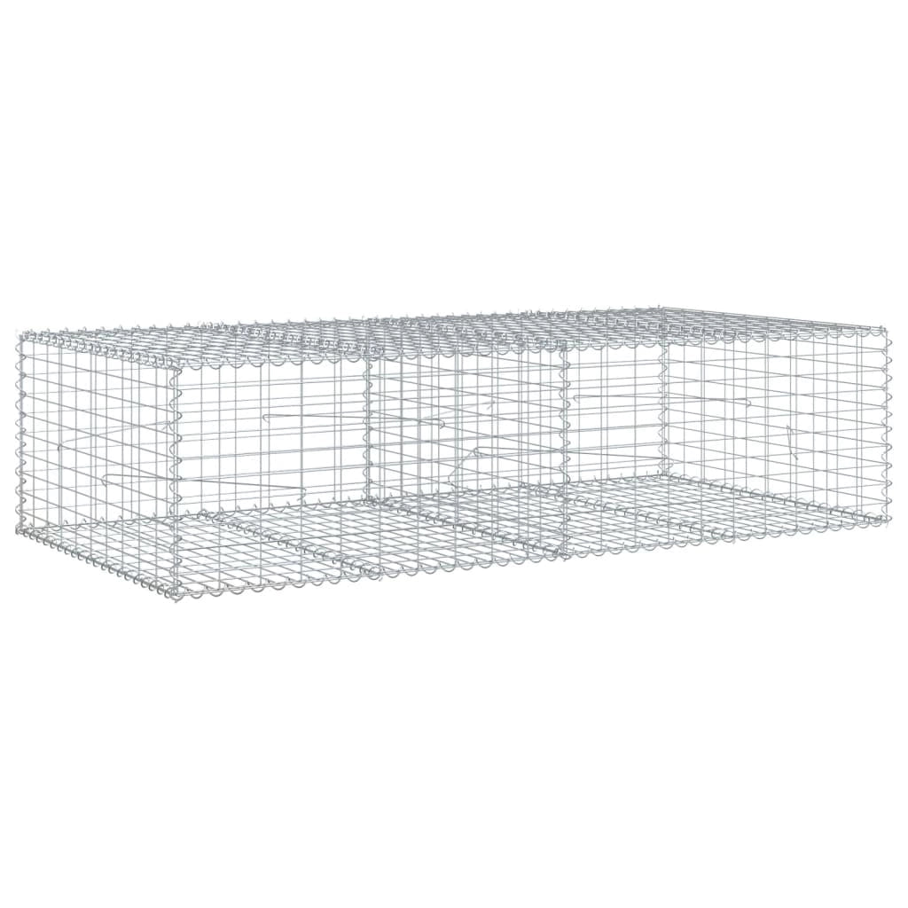 Gabbione recinto a gabbia muro di contenimento con coperchio 200 x 100 x 50 cm ferro zincato argento 02_0040142