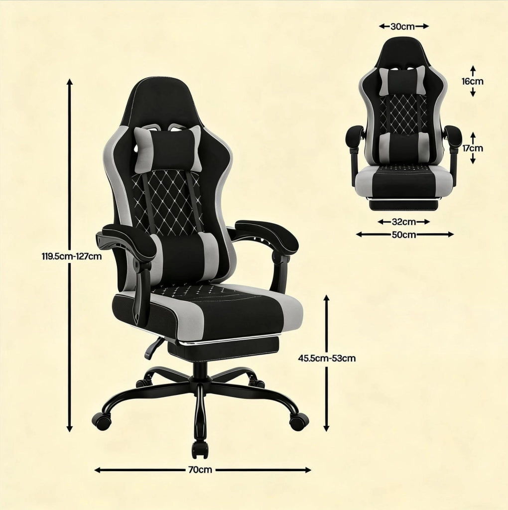 Sedia da ufficio ergonomica girevole con massaggio, nero/grigio