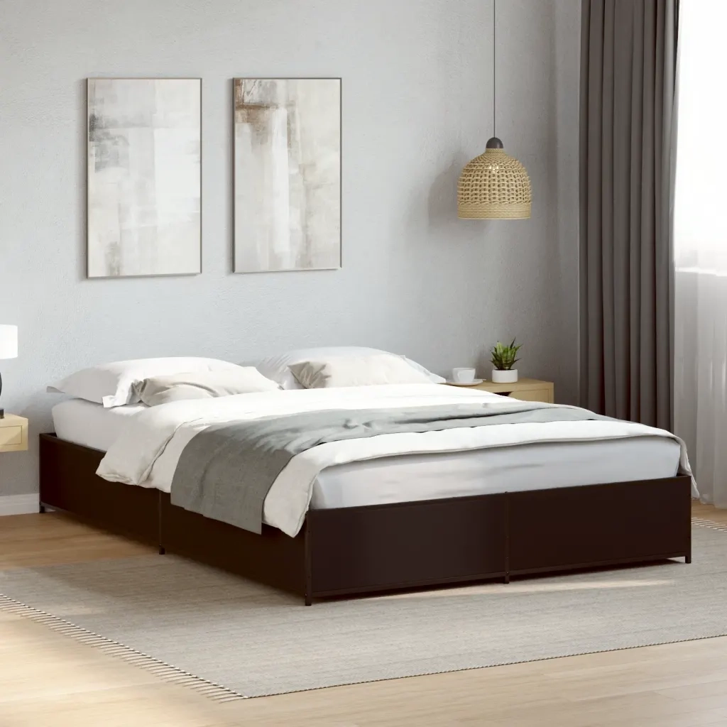 Giroletto Nero 150x200 cm in Legno Multistrato e Metallo 3279837