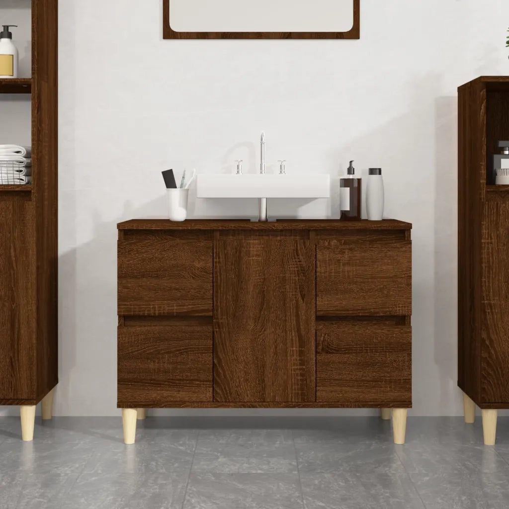 Mobile Lavabo Rovere Marrone 80x33x60 cm in Legno Multistrato 821275