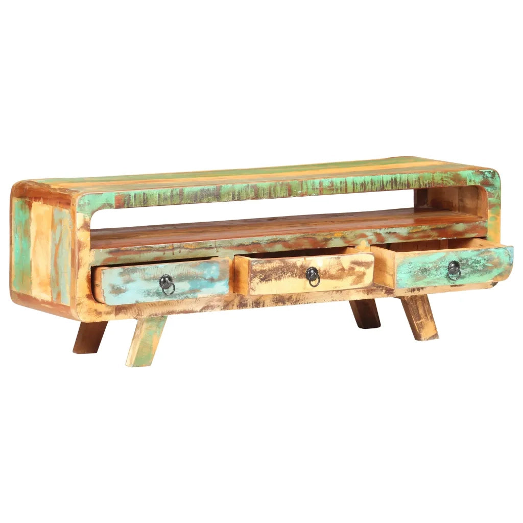 Mobile Porta TV 117x30x41 cm in Legno Massello di Recupero cod mxl 19300