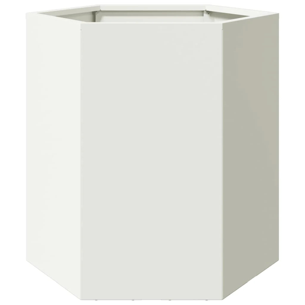 Fioriera aiuola rialzata fioriera aiuola giardino terrazza set da 2 esagonale 46 x 40 x 45 cm acciaio bianco 02_0039073