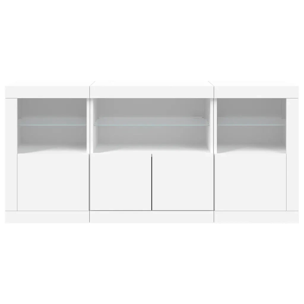 Credenza | Madia | Buffet da pranzo | Armadio da pranzo con Luci LED Bianca 142,5x37x67 cm
