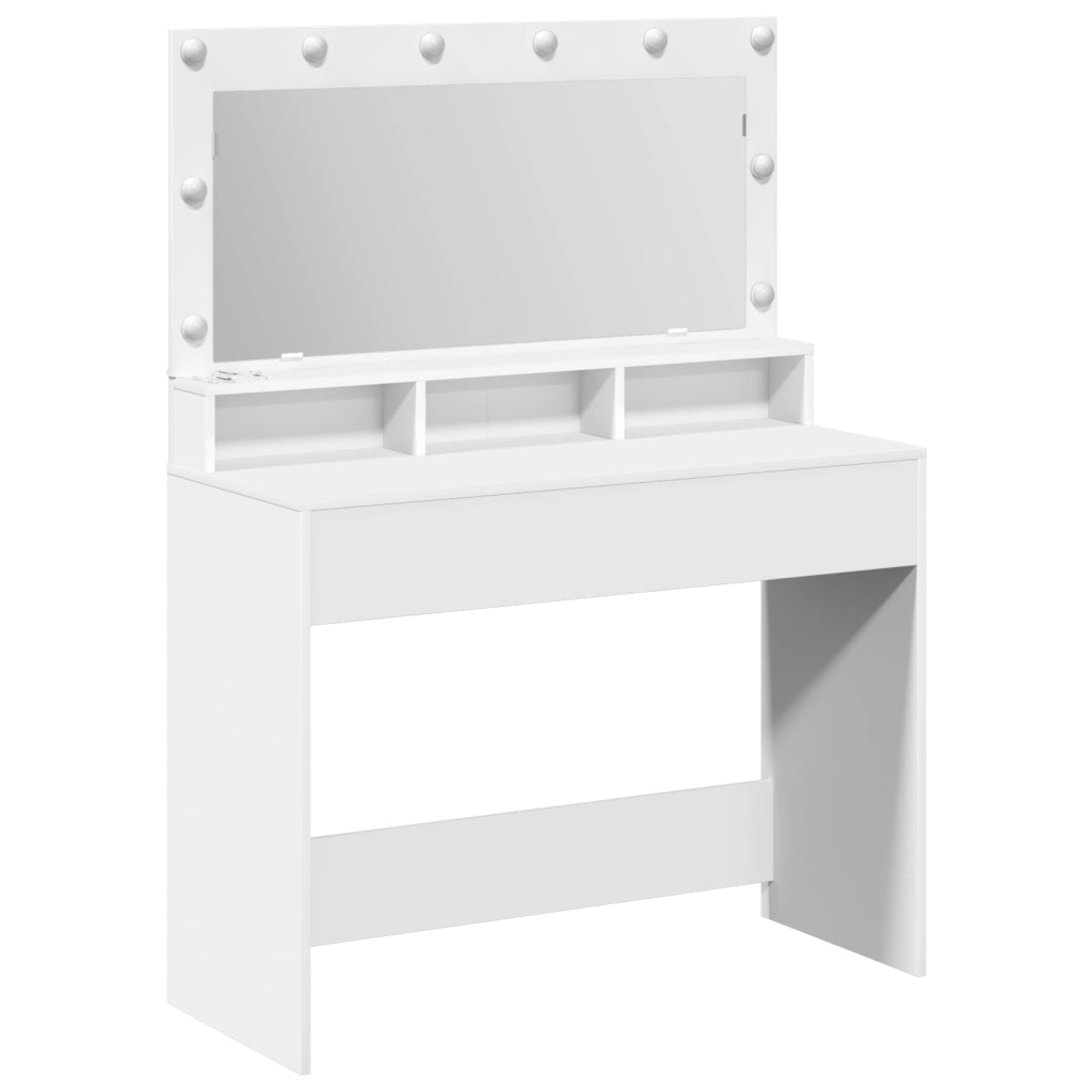 Tavolo da Trucco Bianco con Luci LED - 100x41x135 cm