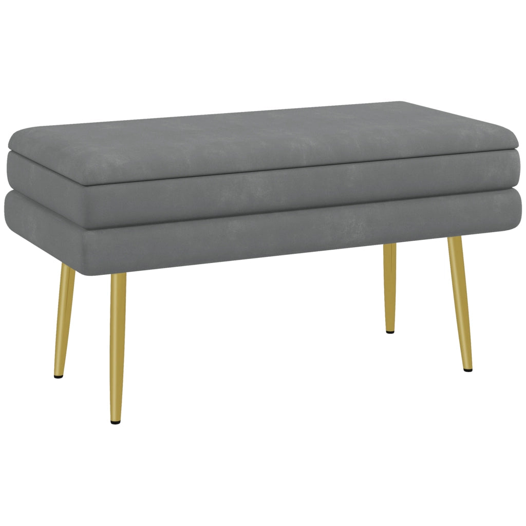 Divanetto con cassetti in metallo grigio scuro ¨C zephmum ¨C 79,5x37,5x43 cm