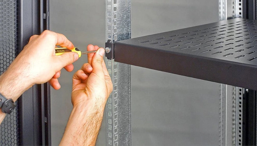 Base per Armadi 19'' Ripiano a Profondità Adattabile per Server Rack 1U Nero