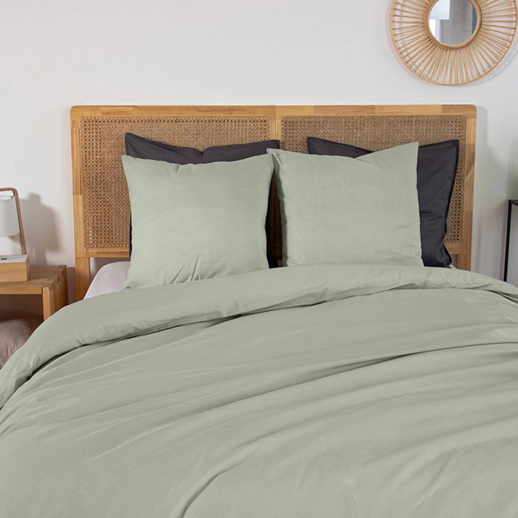 Set biancheria da letto in cotone verde salvia, 2 posti