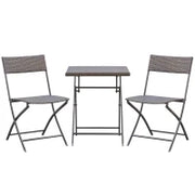 Set da Giardino Pieghevole da 3 Pezzi in Rattan PE e Metallo, Set 2 Sedie e Tavolino da Caffè, Protezione dai Raggi UV, Set di Mobili da Balcone, per Patio e Cortile, Nero