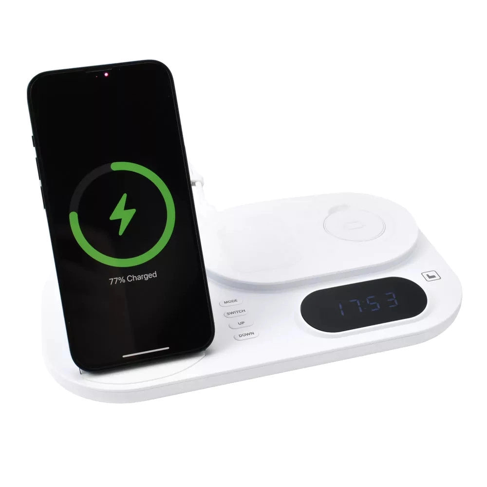 Trade Shop - Stazione Di Ricarica Wireless 4in1 Multifunzione 30w Per Smartphone Airpods Smartwatch A06 -